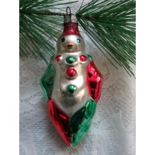 Oude antieke kerstbal figuur clown/pierrot kerstversiering
