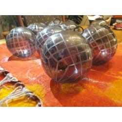 Glazen rookglas kerst ballen handgeslepen glasmotief