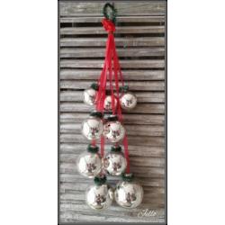 15 oude brocante antieke kerstballen in rood accenten