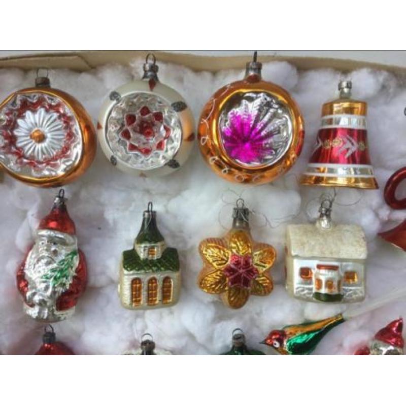 Oude ,Antieke Kerstballen Figuren.