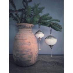 Wit zilveren kerstbal van glas (verschillende afmetingen)