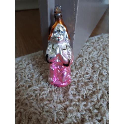 Oude kerstbal antieke kerstbal engel roze glas engeltje