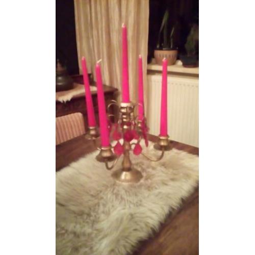 2 prachtige kerstkandelaars met rode pegels