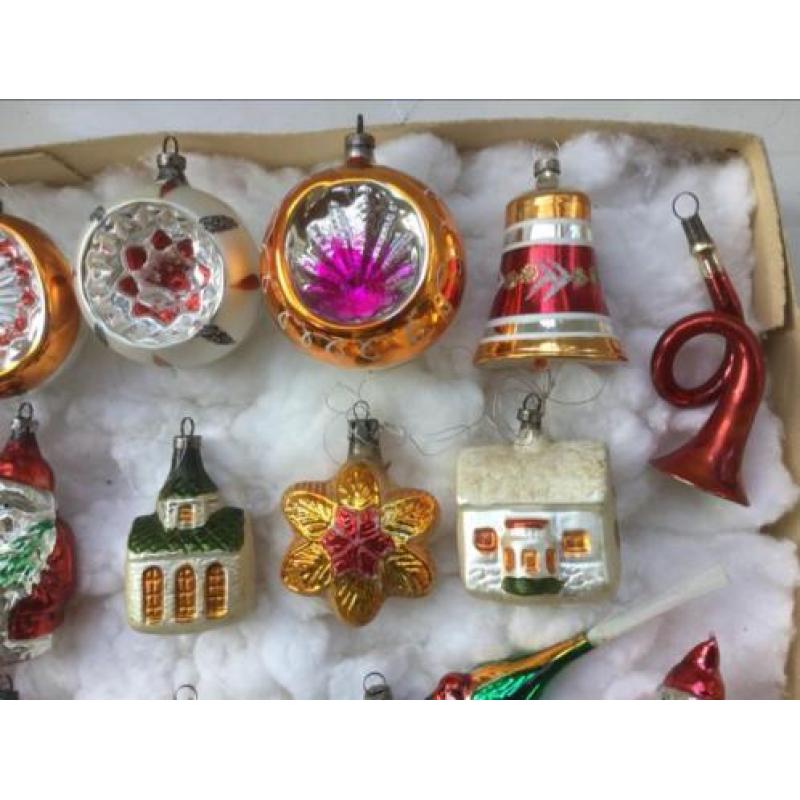 Oude ,Antieke Kerstballen Figuren.
