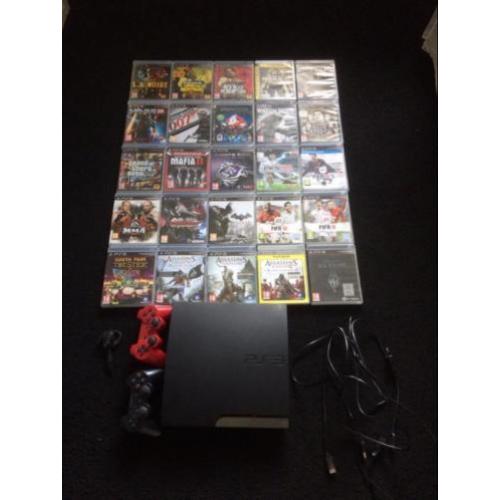 Ps3 slim set 25 games 2 controllers headset en kabels