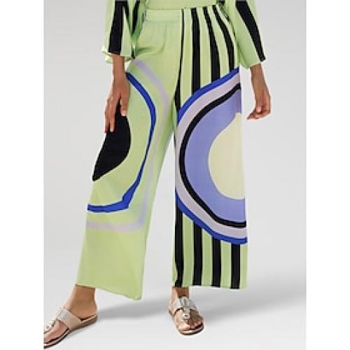 Dames Broeken Ruim Recht Volledige lengte Modern eigentijds Strandstijl Alledaagse kleding Vakantie Multi Color Lente zomer XS S M