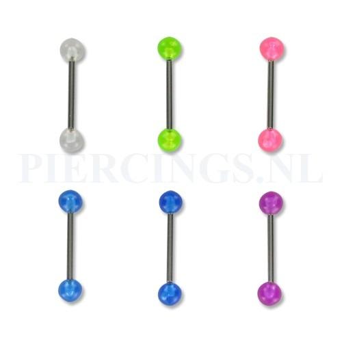 Tongpiercing acryl UV licht blauw