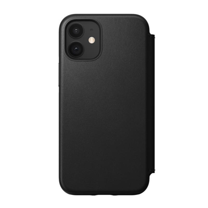 Nomad Rugged Folio Leather Case iPhone 12 Mini zwart