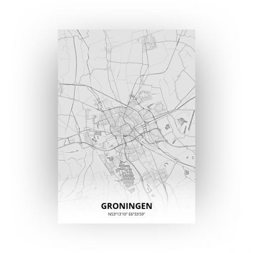 Poster Groningen Plattegrond - A0 - Tekening stijl
