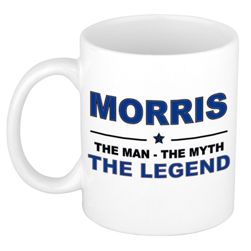 Naam cadeau mok beker Morris The man, The myth the legend 300 ml