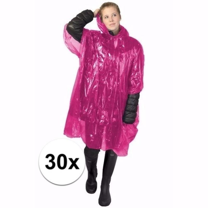 30x roze wegwerp regencapes